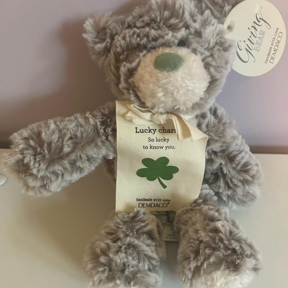 Demdaco Lucky Charm Plush Bear with Shamrock